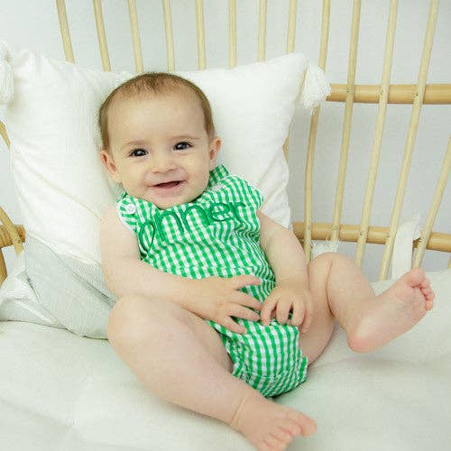 Unisex Gingham  Sunsuit - Green