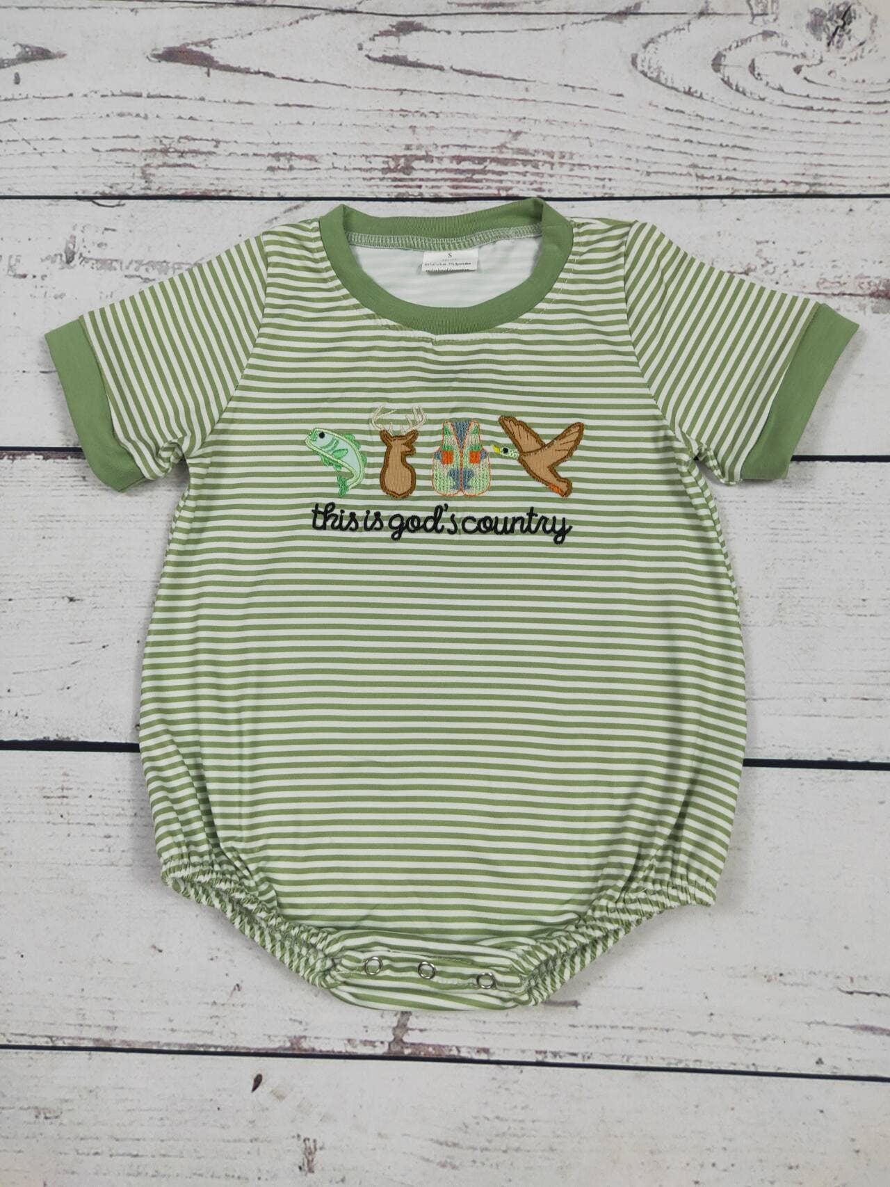 Baby Boy Hunting Appliqué Bubble: This is God's Country