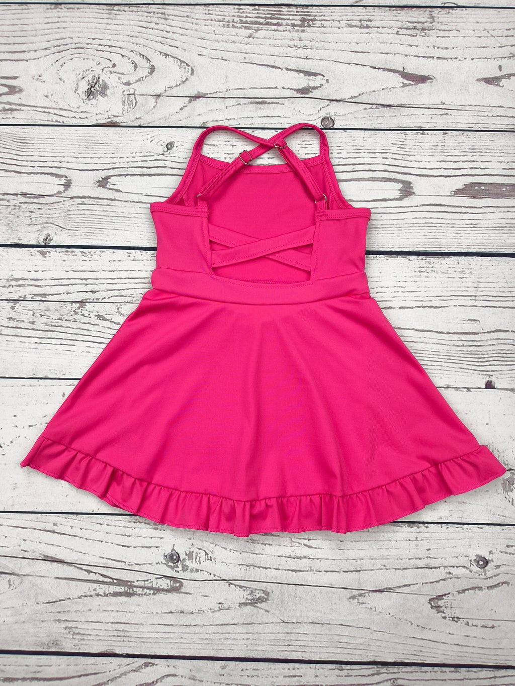 Hot Pink Girls Athletic Dress with Ruffle.