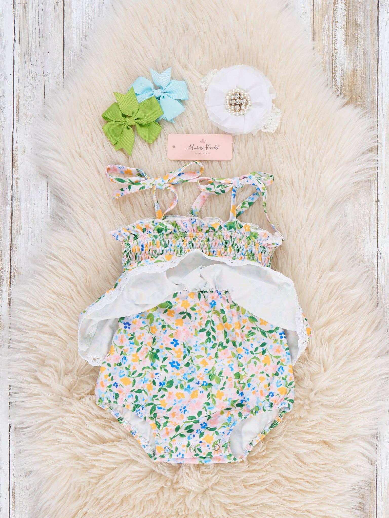 Flowerfield Twirl Smocked Ruffle Bubble