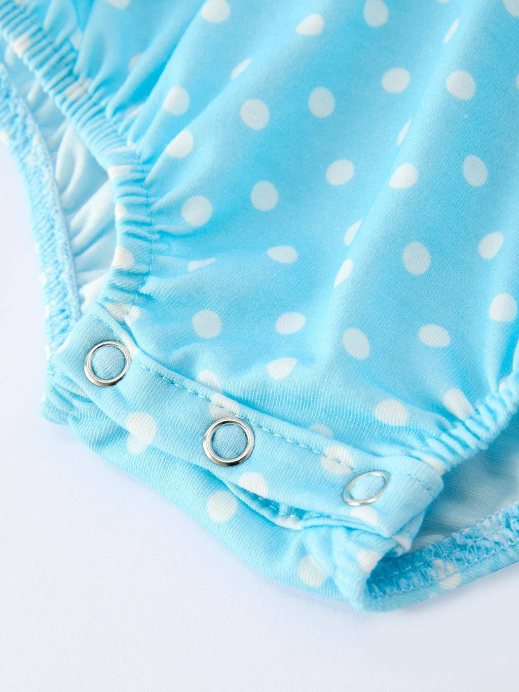 Tulip Smocked Baby Girls Romper with Polka Dot Puff Sleeves