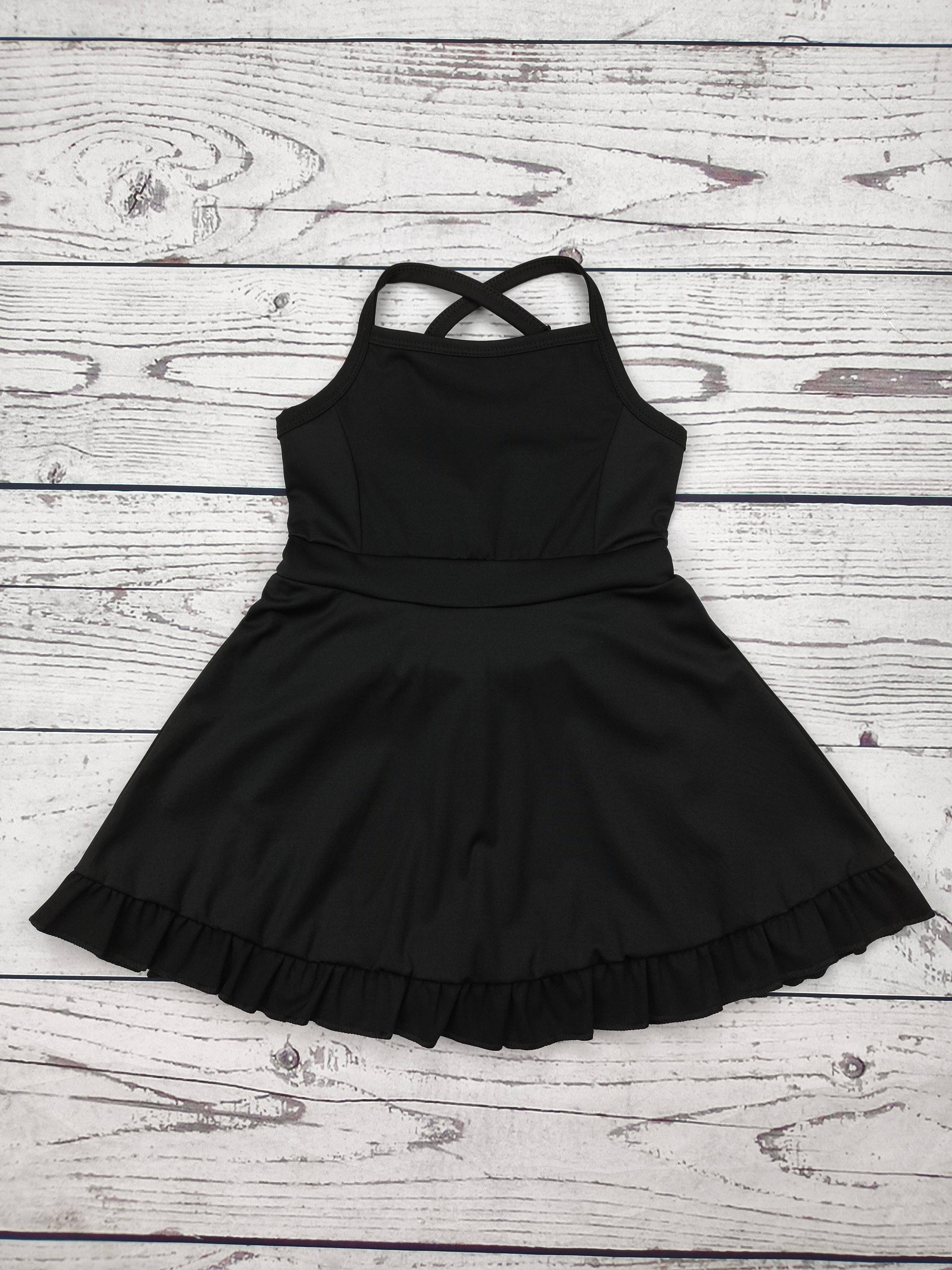 Black Girls Athletic Dress with Ruffle.