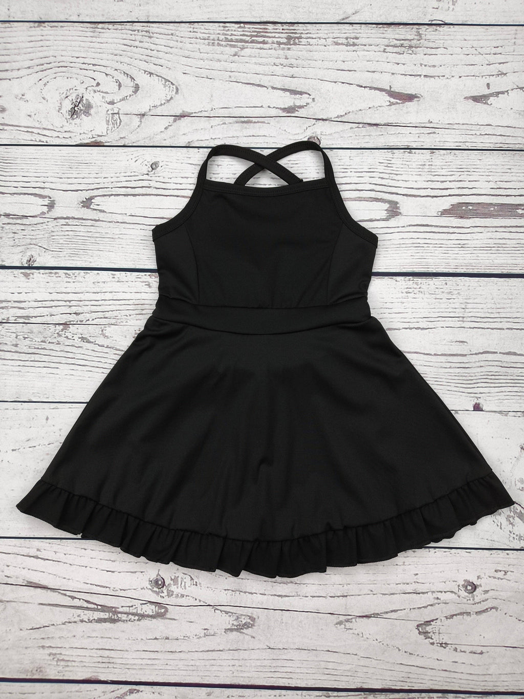 Black Girls Athletic Dress with Ruffle.
