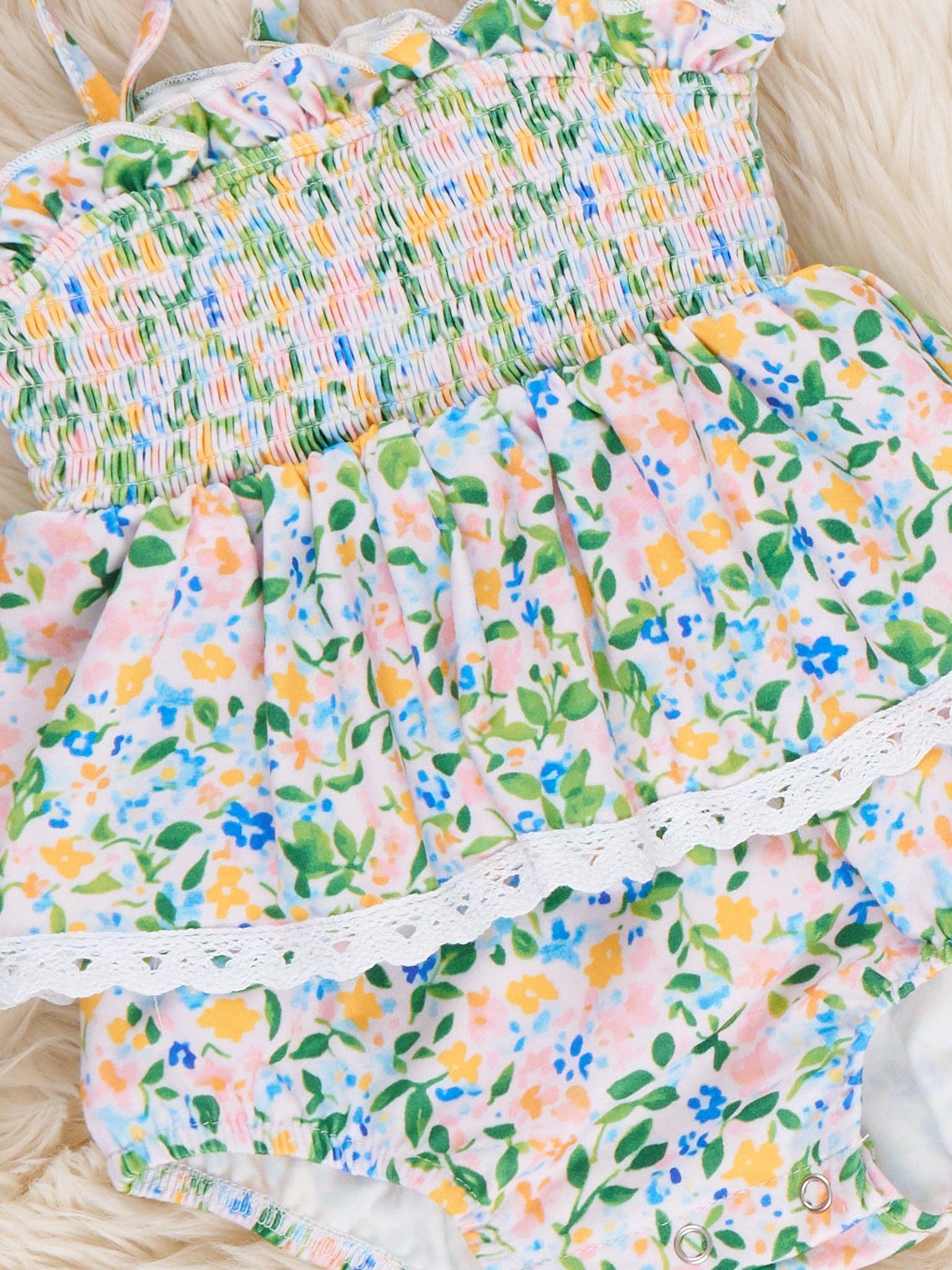 Flowerfield Twirl Smocked Ruffle Bubble