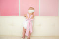 Girls Seersucker Sun Bubble - White with Pink Trim
