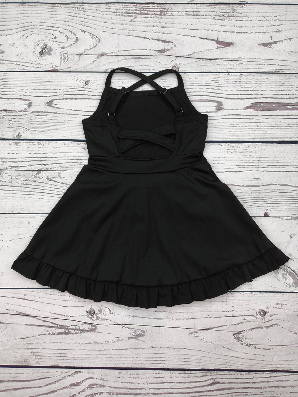 Black Girls Athletic Dress with Ruffle.