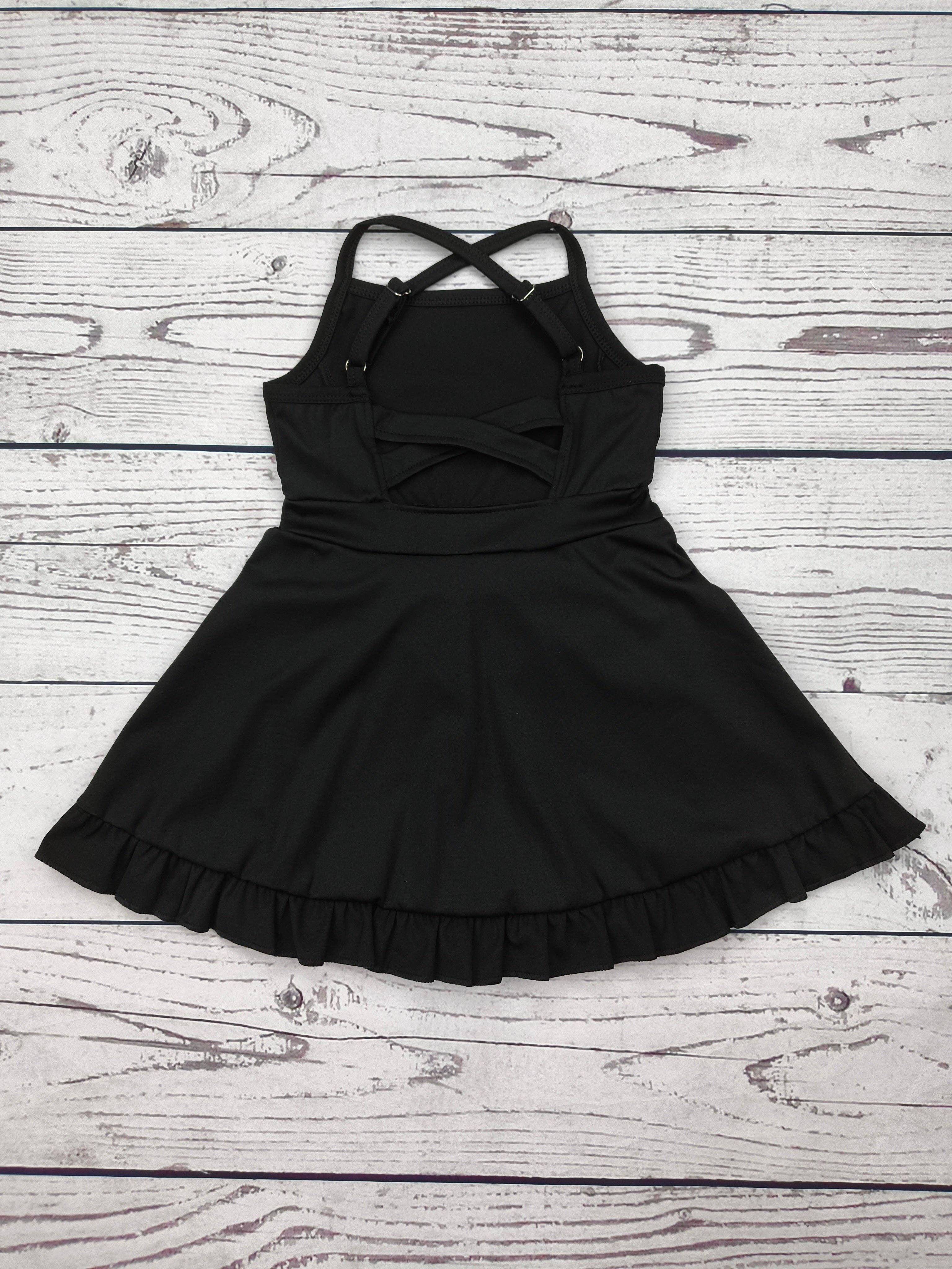Black Girls Athletic Dress with Ruffle.